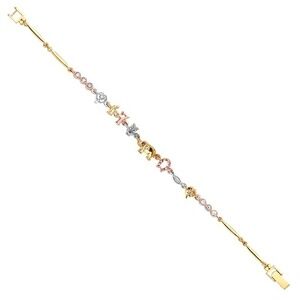 14k tri color Gold Lucky Bracelet 7 inches